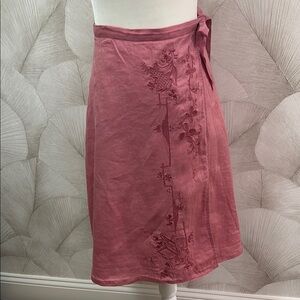J. Crew Embroidered Pink Wrap Skirt size P0